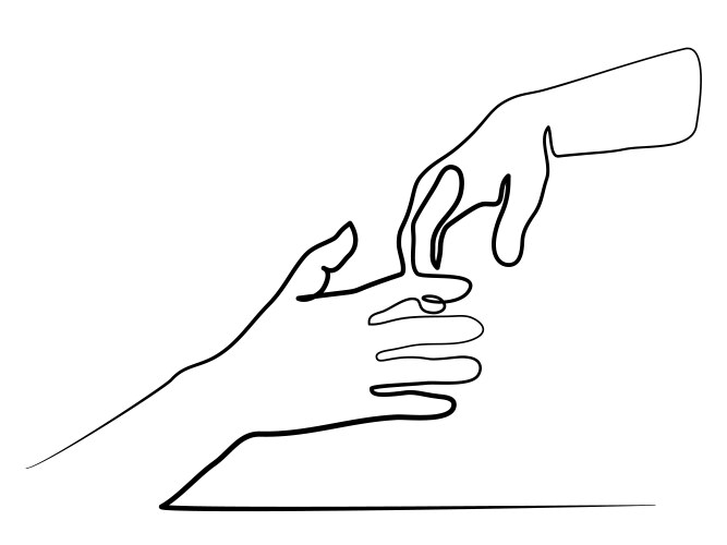 Continuous line drawing of holding hands together vector image