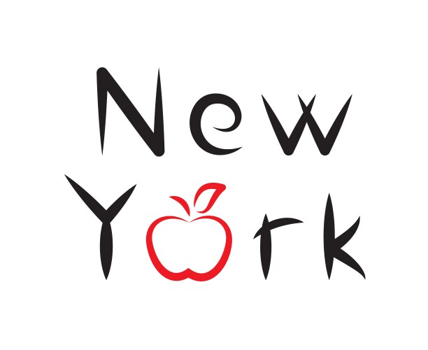 new york lettering with apple sign vector image