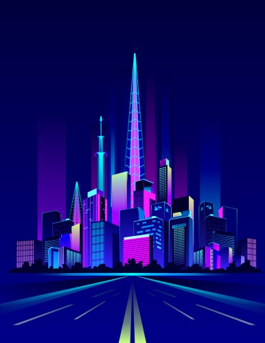 Night neon city vector image