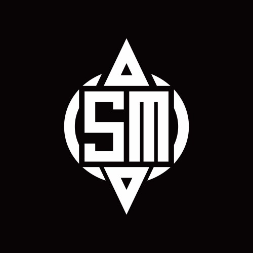 sm logo with circle rounded combine triangle top vector image