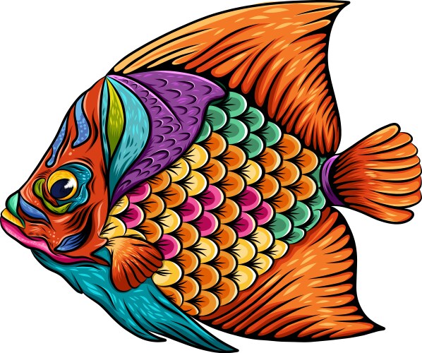 Art surgeon fish entangle with rainbow vector image