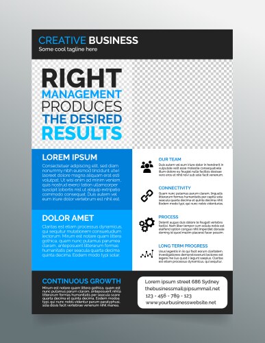 Business flyer template a4 - modern blue design vector image