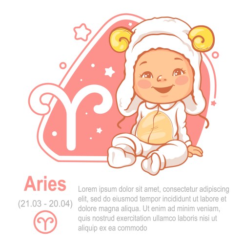 Children horoscope icon kids zodiac aries vector image