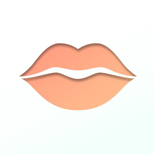 contour of lips cut from paper outline icon vector image