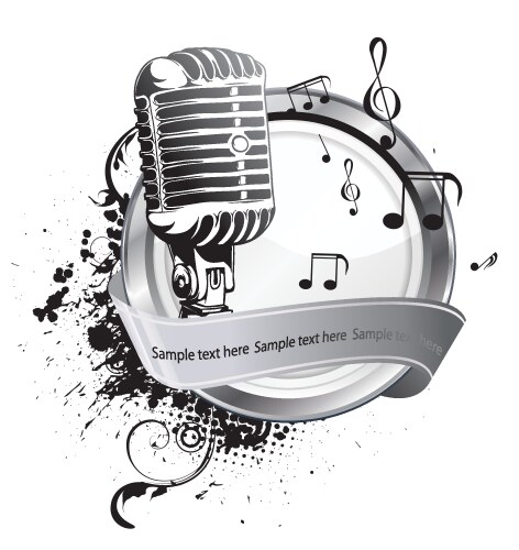 Microphone on a label vector image