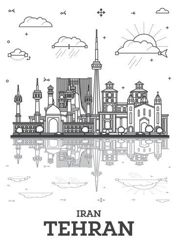 outline tehran iran city skyline with historic vector image