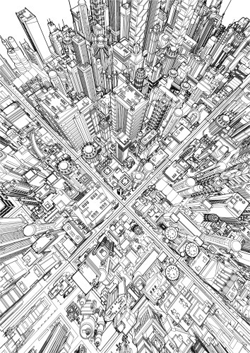 futuristic city wireframe vector image