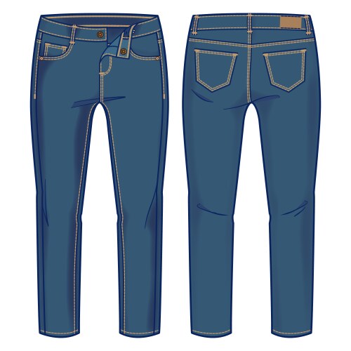 Front and back view of denim pants vector image