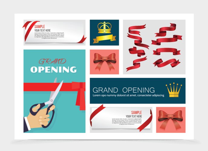 grand opening and gifts decoration composition vector image