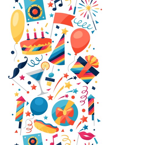 celebration seamless pattern with party icons vector image