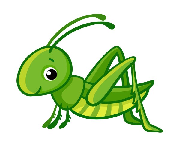 Isolated cute green grasshopper vector image