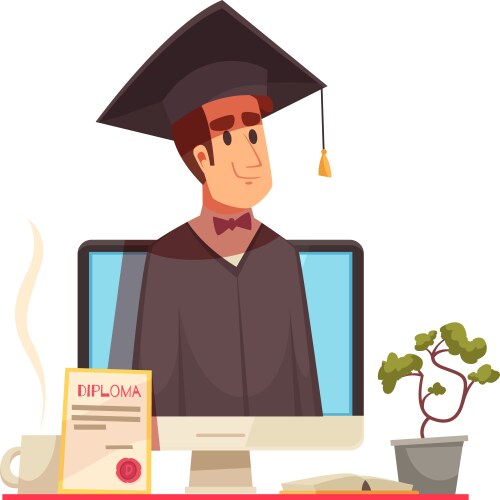 Academic hat online composition vector image