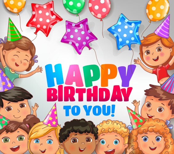 Happy birthday to you bright design with cute vector image