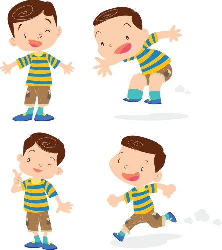 Cute boy character cartoon action vector image