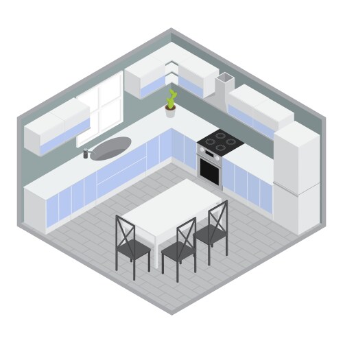 Isometric home dining room vector image