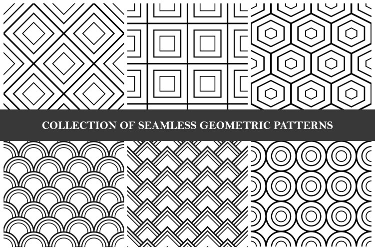 Collection seamless geometric patterns vector image