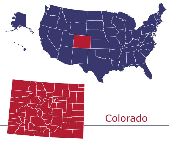 Colorado counties with usa map vector image