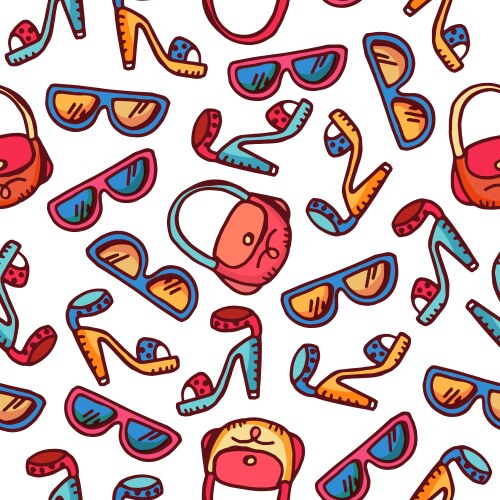 Seamless pattern of woman fashion accessories vector image