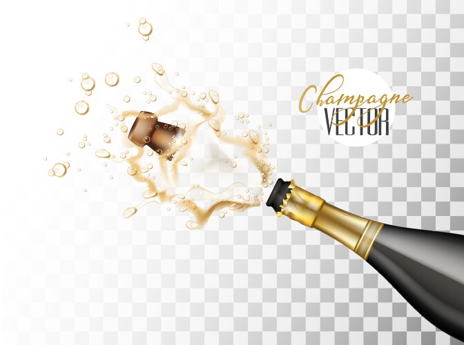 Realistic champagne explosion closeup vector image