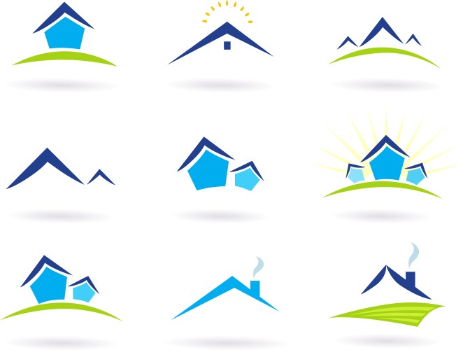 Real estate logo and icons vector image