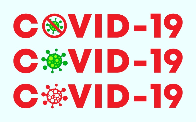 Covid19-19 typography with coronavirus symbol vector image