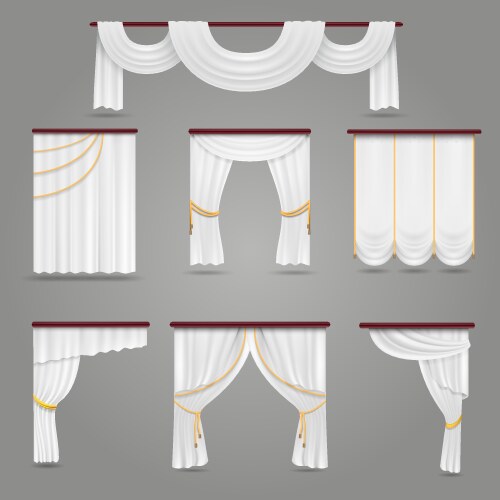 White curtains drapery for wedding room vector image