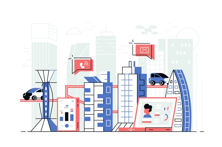 Modern smart city vector image