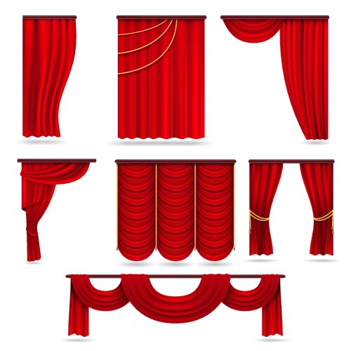 Red velvet stage curtains scarlet theatre drapery vector image