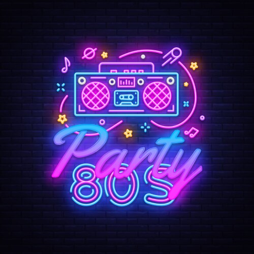 80s party neon sign back vector image