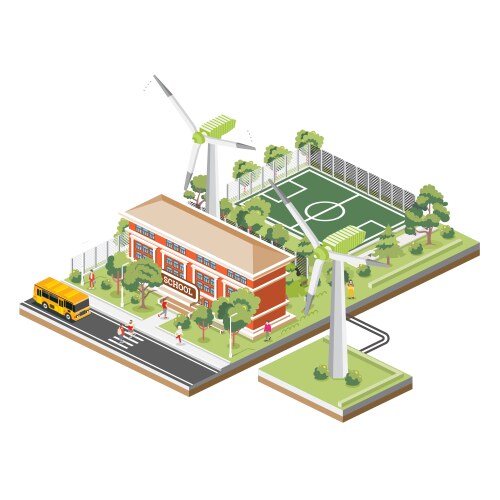 School or university building with sport stadium vector image