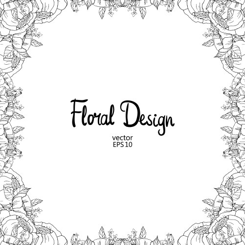 Floral black and white frame vector image