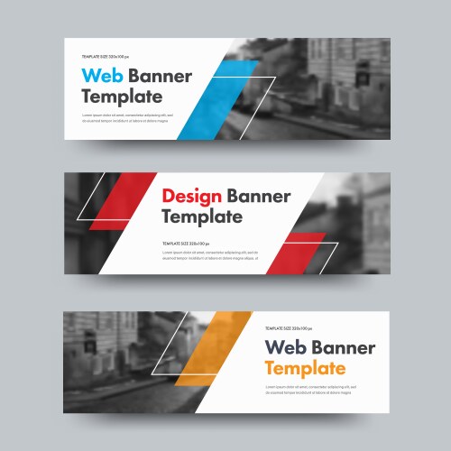 Template of horizontal web banners with diagonal vector image