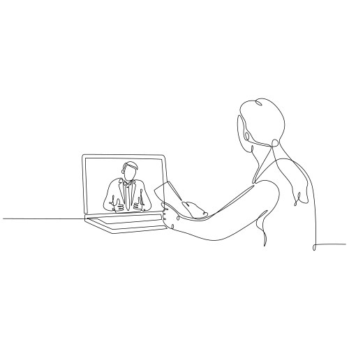 Continuous line drawing people making video vector image