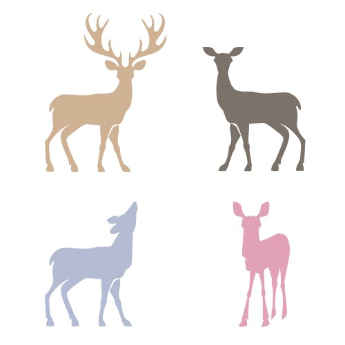 Deer silhouettes set vector image