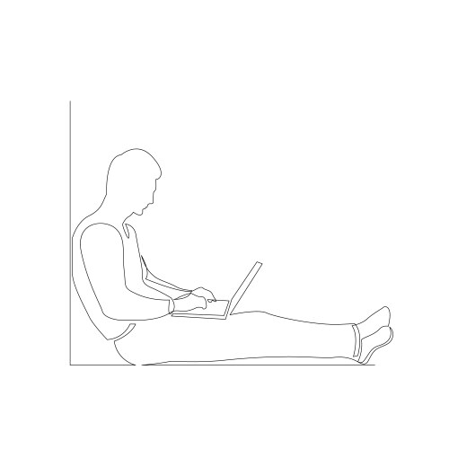 Continuous one line man with laptop sitting vector image