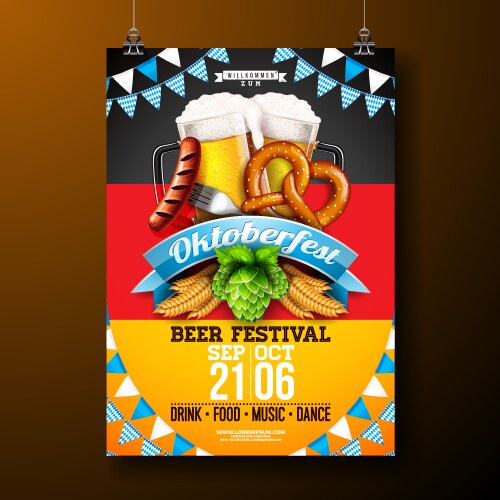 oktoberfest party poster with fresh vector image