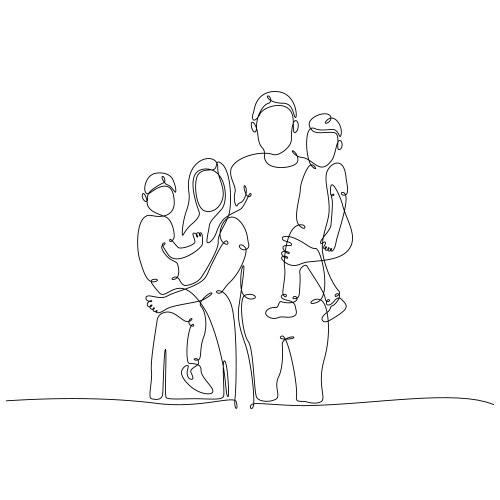 Continuous line drawing happy family profile vector image