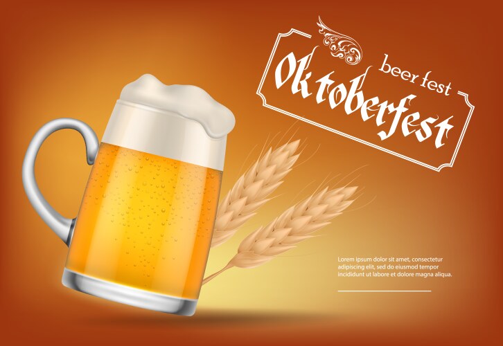 oktoberfest beer fest lettering with mug vector image