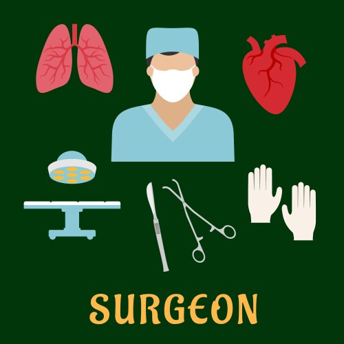 Surgeon profession with flat icons vector image