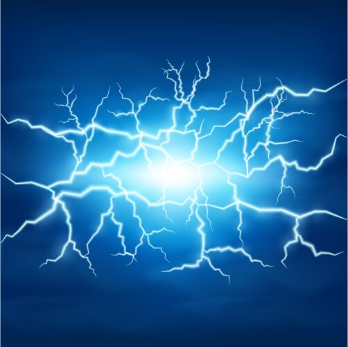 Lightning storm in blue sky vector image