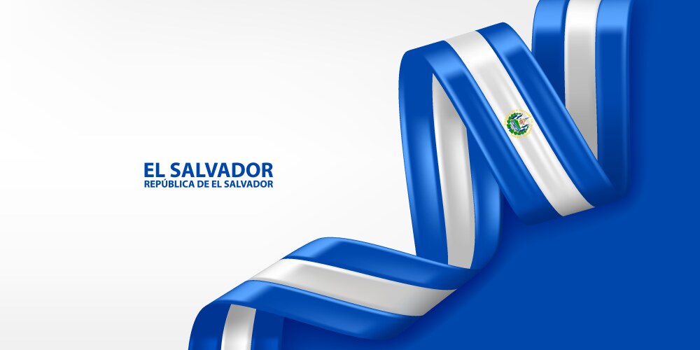 El salvador 3d ribbon flag vector image