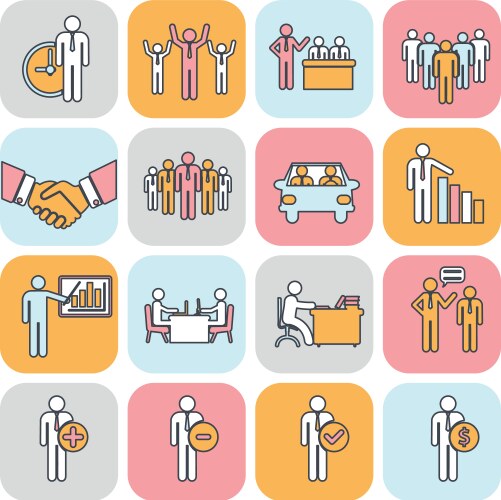 Human resources and management thin line icons set vector image