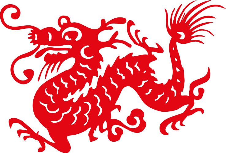 Chinese red dragon logo vector image