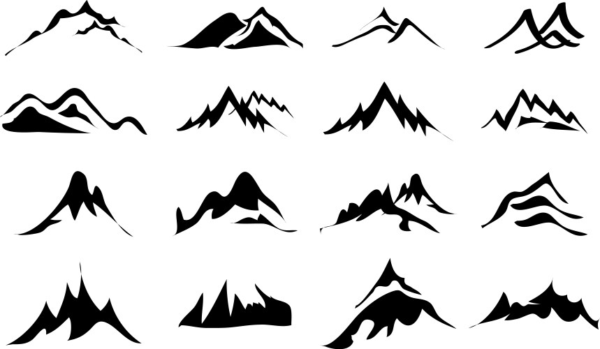 Mountains icons set vector image