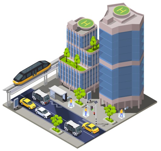 smart city block composition vector image