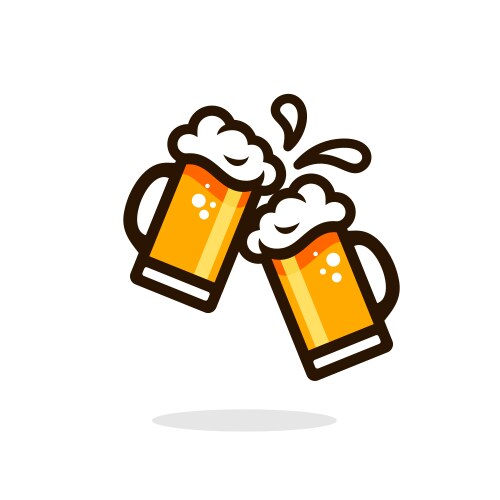 Beer cheers two toasting mugs vector image