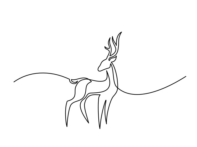 Continuous line drawing deer logo vector image