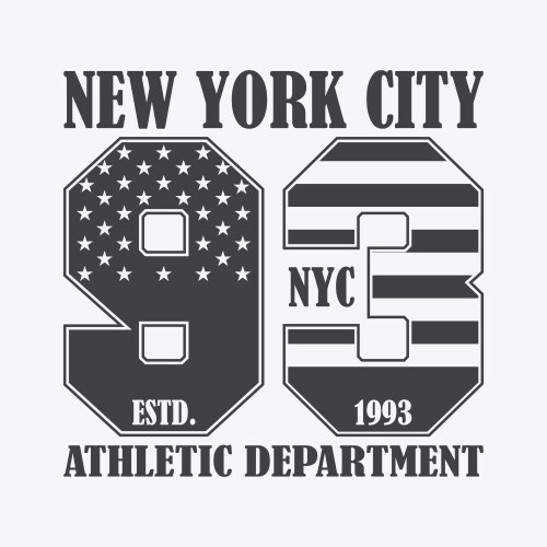 new york print with number in usa flag style vector image