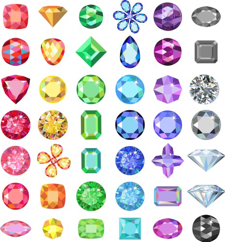 Colored gems cuts set vector image