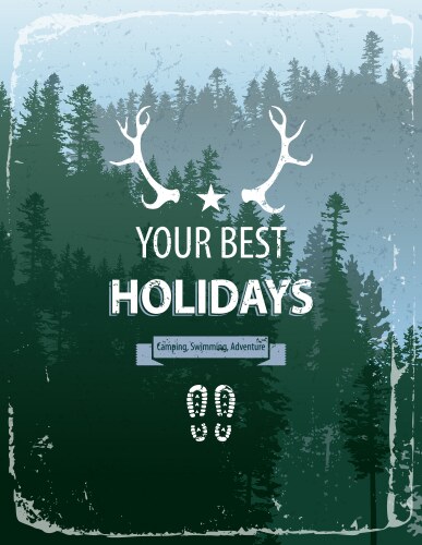 Coniferous forest with text vector image